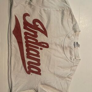 White T-Shirt with Red Indiana Print